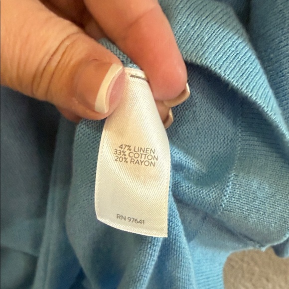 J. Jill Blue Women's Relaxed Crewneck Linen Blend Sweater size XL - Picture 3 of 6